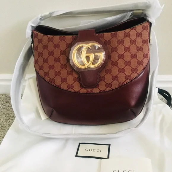 New Authentic Gucci Medium GG Canvas & Leather Shoulder Bag - Picture 10 of 12